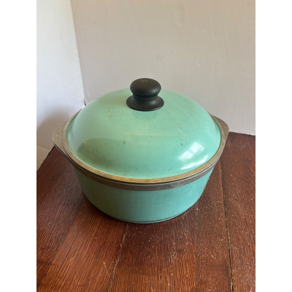 Vintage Club Aluminum Dutch Oven Turquoise Aqua Teal 4.5 Qt Pot with Lid 10 Inch